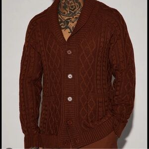 NovaMen's Brown Cable Knit Sweater NWT